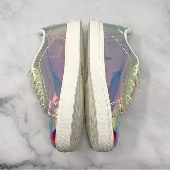 NEW Nasty Gal Holographic Patent Platform Sneakers - Picture 7 of 12
